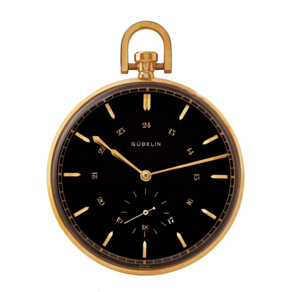 Unusual Swiss gold dress watch with 24h Circa 1950