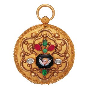 Swiss multi coloured gold and enamel set watch Circa 1830