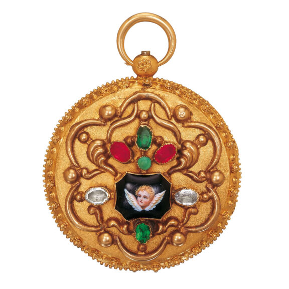 Swiss multi coloured gold and enamel set watch Circa 1830