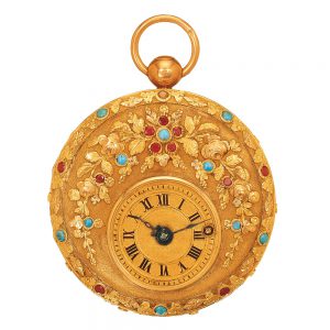 Swiss 18 Carat gold, ruby and turquoise set watch Circa 1820