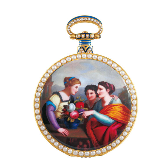 English gold, painted enamel and pearl-set watch Circa 1820