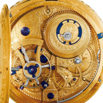 English gold, painted enamel and pearl-set watch Circa 1820