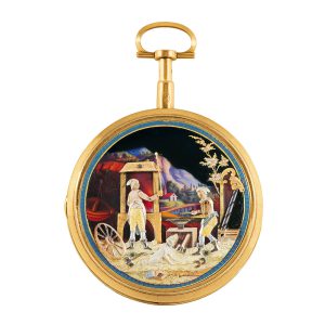 Rare Swiss 18k gold automaton pocket watch Circa 1800