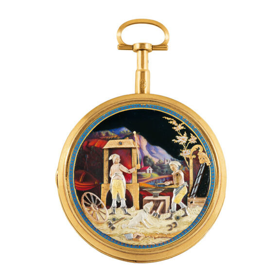 Rare Swiss 18k gold automaton pocket watch Circa 1800