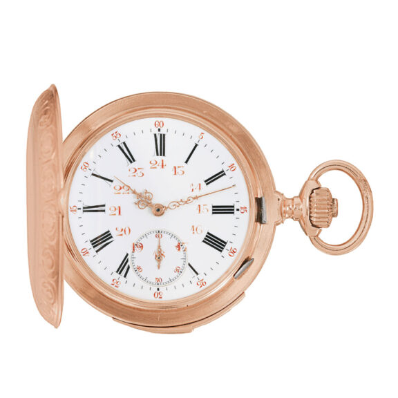 Swiss gold hunting cased keyless pocket watch Circa 1890