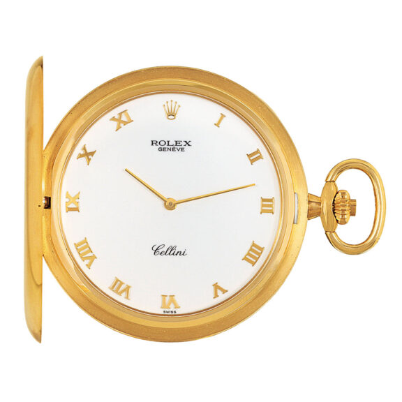 Thin Swiss 18k yellow gold dress pocket watch Circa 1980