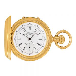 Rare Swiss gold split second keyless pocket watch Circa 1870
