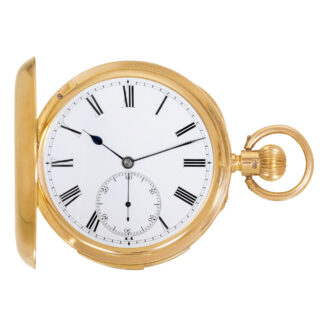 English gold minute repeating keyless pocket watch Circa 1883