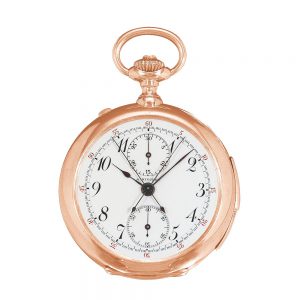 Swiss pink gold keyless split second chronograph watch Circa 1900