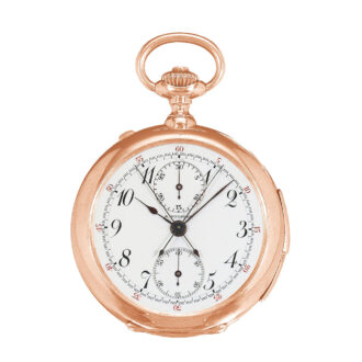 Swiss pink gold keyless split second chronograph watch Circa 1900