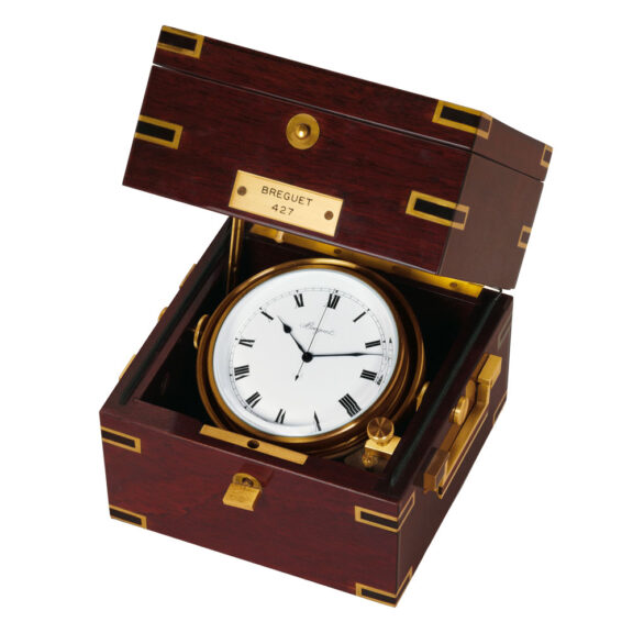 Swiss marine deck chronometer in mahogany box Circa 1990