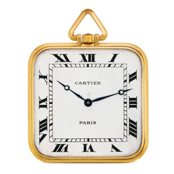 French 18k yellow gold square pocket watch Circa 1925