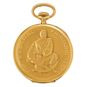 Fine Swiss 18k yellow gold keyless pocket watch Circa 1934