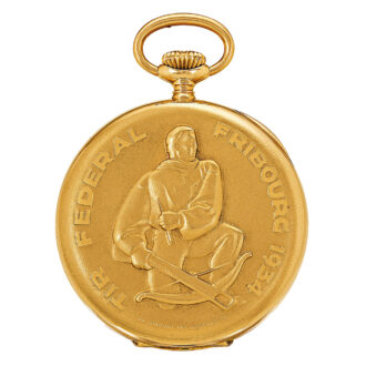 Fine Swiss 18k yellow gold keyless pocket watch Circa 1934