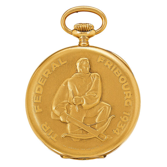 Fine Swiss 18k yellow gold keyless pocket watch Circa 1934
