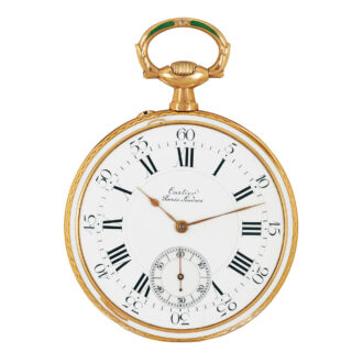 French 18k gold and enamel keyless dress watch Circa 1905