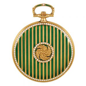 French gold enamel watch with split pearl set Circa 1910