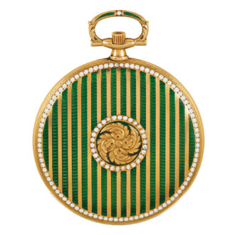 French gold enamel watch with split pearl set Circa 1910