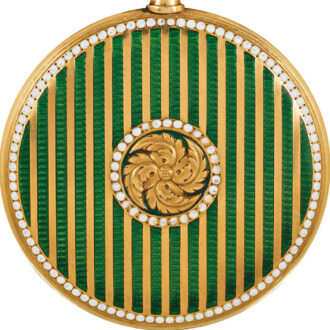 French gold, enamel watch with split pearl-set Circa 1910