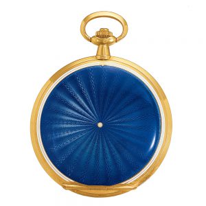 Swiss gold and aqua blue translucent enamel watch Circa 1915