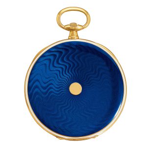 Swiss gold watch with royal blue guilloché enamel Circa 1930