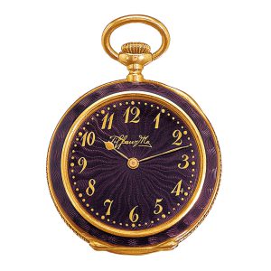 Swiss gold, plum colored translucent enamel watch Circa 1910