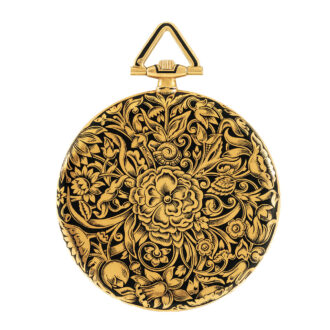 Swiss gold, champlevé enamel keyless dress watch Circa 1940