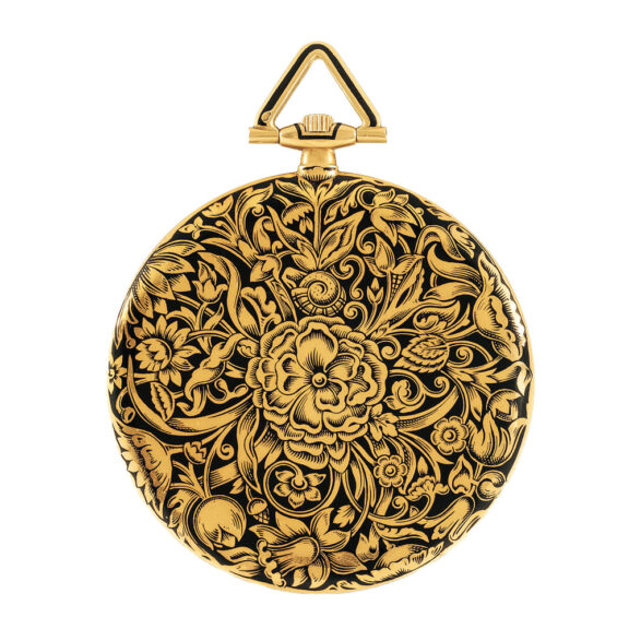Swiss gold, champlevé enamel keyless dress watch Circa 1940 Swiss gold, champlevé enamel keyless dress watch Circa 1940