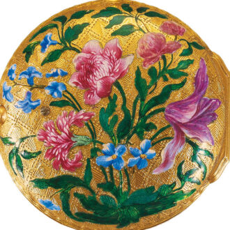 English 20k gold, painted on enamel watch Circa 1750 English 20k gold, painted on enamel watch Circa 1750