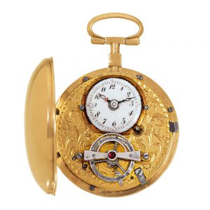 Swiss 18k gold miniature cylinder pendant watch Circa 1800