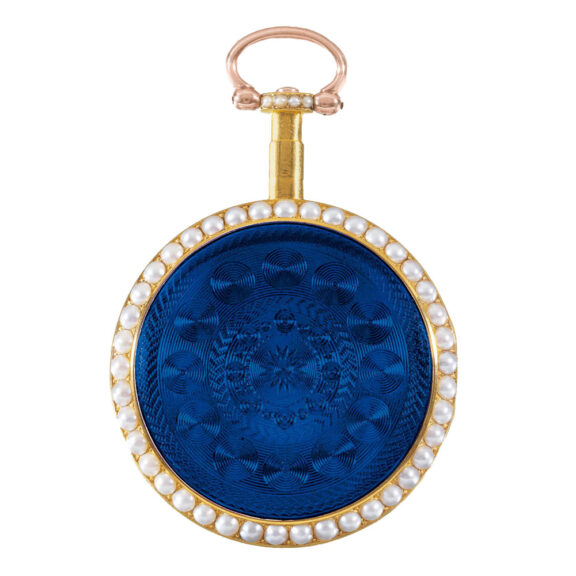 English gold watch with blue translucent enamel Circa 1790