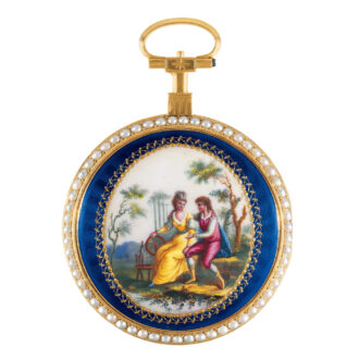 Swiss gold, enamel and pearl set cylinder watch Circa 1790