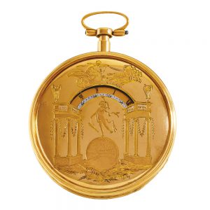 Unusual Swiss 18 carat gold wandering hour watch Circa 1820