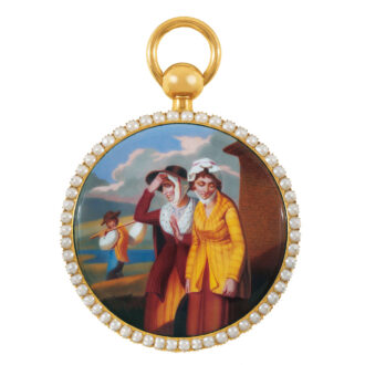 Swiss gold repeater with pearls and center seconds Circa 1820