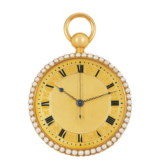 Swiss gold repeater with pearls and center seconds Circa 1820 Swiss gold repeater with pearls and center seconds Circa 1820
