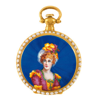 Swiss silver gilt with pearl set fob watch Circa 1875