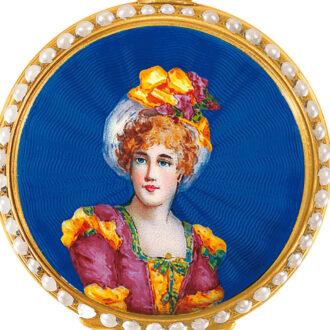 Swiss silver-gilt with pearl-set fob watch Circa 1875