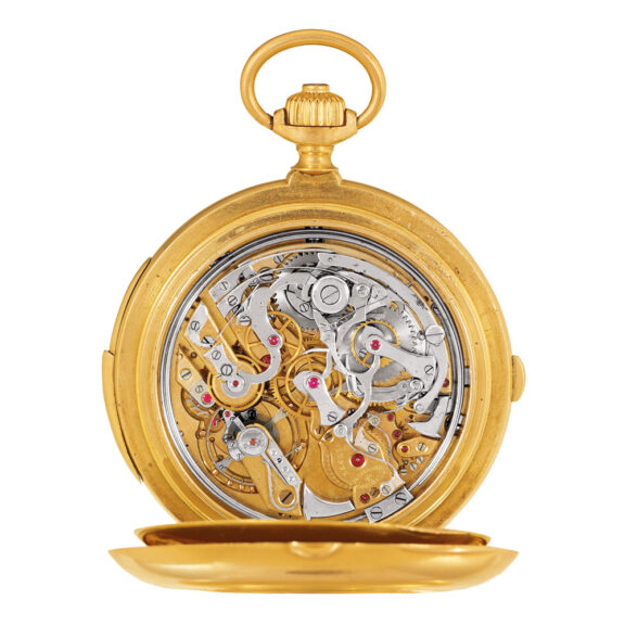 Swiss 18k gold minute repeater with chronograph Circa 1919 Swiss 18k gold minute repeater with chronograph Circa 1919
