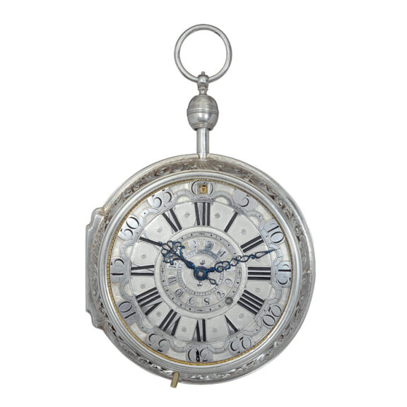 English silver repoussé repeating coach watch Circa 1740