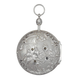 English silver repoussé repeating coach watch Circa 1740