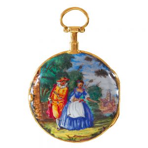 French decorative gold enamel verge pocket watch Circa 1780