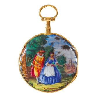 French decorative gold enamel verge pocket watch Circa 1780