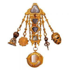 French 20k gold mounted agate pair-cased watch Circa 1765