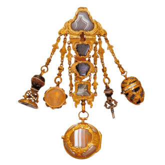 French 20k gold mounted agate pair-cased watch Circa 1765