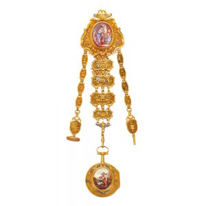 French gold, enamel and paste set chatelaine watch Circa 1780
