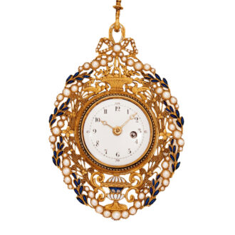 Swiss gold, enamel pearl-set medallion watch Circa 1800