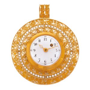 Swiss gold filigree pearl- set lady's watch Circa 1800