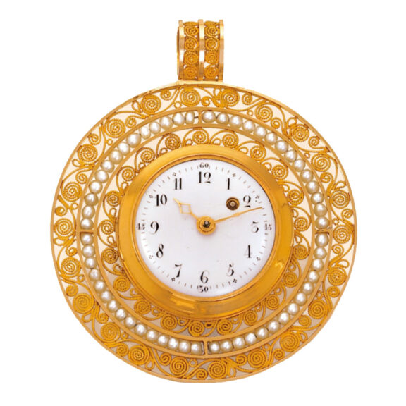 Swiss gold filigree pearl- set lady's watch Circa 1800