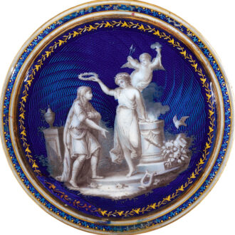 French 18k gold watch with translucent blue enamel Circa 1785