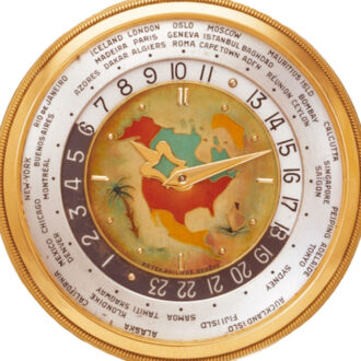 Swiss gold keyless "World Time" dress watch Circa 1950